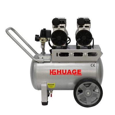 China 1hp 8bar 1.5kw 50l 2 cylinders car oilless oil free mini piston silent paint portable air compressor for sale