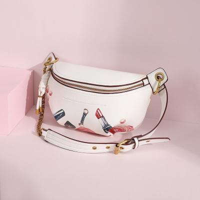 China French High End Western Chained Wild One-Shoulder Bag Chest Style PU Niche Waist Bag Cute INS Bag for sale