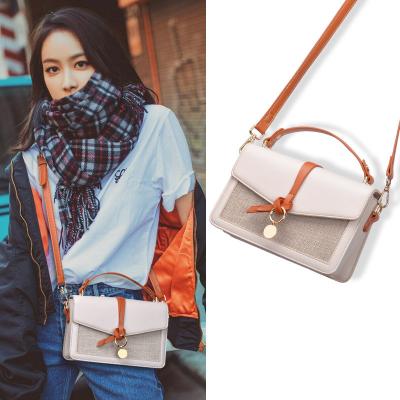 China 2022 new PU bag small square shoulder hit color retro tofu bag wholesale cross - body bag for sale