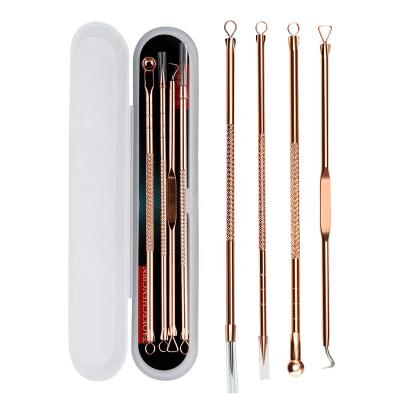 China Professional Acne Treatment Blemish Pimple Extractor Tool Skin Care Comedone 4 Pcs Blackhead Remover Needle Acne Needle Kit for sale