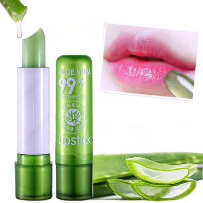 China Waterproof Natural Makeup Lip Beauty Moisturizing Natural Aloe Vera Jelly Lip Balm Pink Color Change for sale