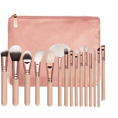 China Professional 15 Pcs Skin-friendly Make Up Brush Set With Case Black Cosmetics Low MOQ for sale