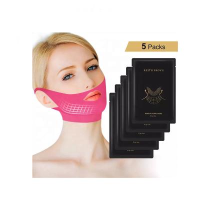 China NEW 4D Korea Face Lift Anti Aging Moisturizer Slimming V Line Shaped Chin Pink Double V Shape Lifting Face Mask for sale