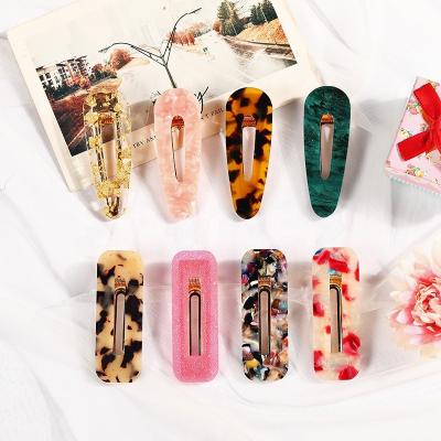 China Fashion Shape Colorful Waterdrop Rectangle Shape Acetate Hair Clips Acrylic Barrette Hair Clips Accessory For Girls for sale