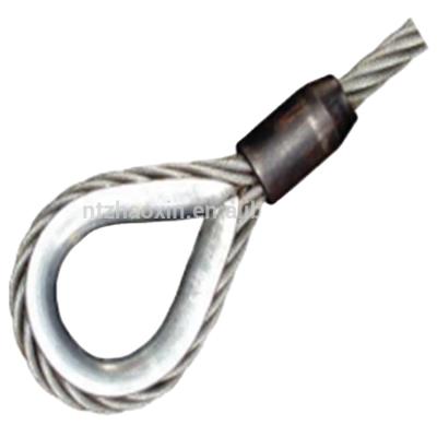 China Aluminum-alloy /steel 6.35mm Flemish eye pressing galvanized wire rope sling for sale