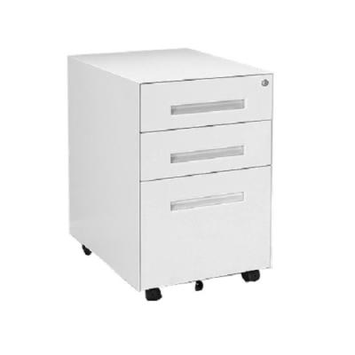 China Office White Metal 3 Layer Moving Filing Cabinet Under Desk for sale