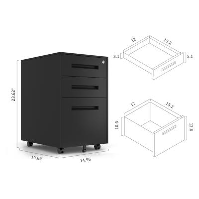 China Commercial Furniture 3 Drawer Mobile Pedestal Mobile Steel File Cabinet for sale