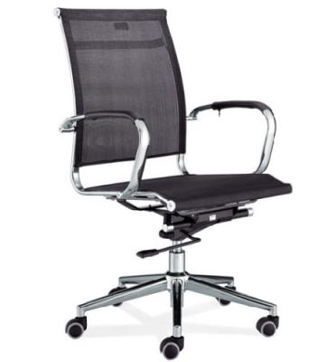 China Swivel Office Office Staff Chair with Chrome Armrest Synthetic Leather Material for sale