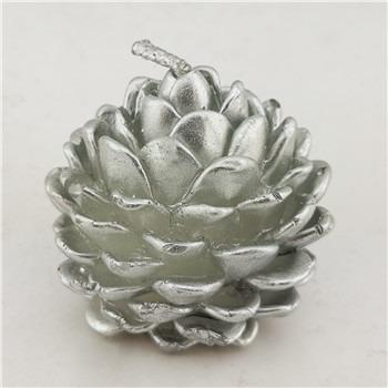 China New Arrival 5*4.5cm Silver Pine Cone Christmas Aromatherapy Candle Holiday Decorative Pinecone Candles for sale