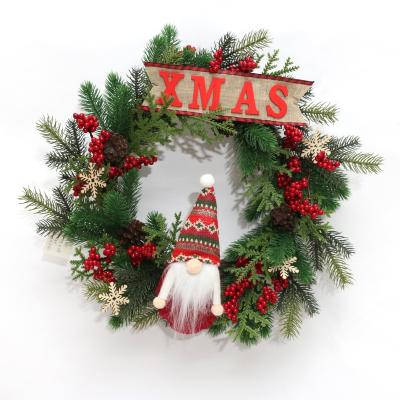 China 2022 New Arrival Wholesale Amazon Christamas 16 Inch 40CM Hot Sale Artificial Christmas Wreath With Christmas Doll Decoration Christmas Wreaths for sale