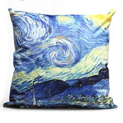 China Van Gogh Abstract Oil Painting Massage Cushion Covers Double Printed Night Sky Starry Square Decorative Tile Covers for sale