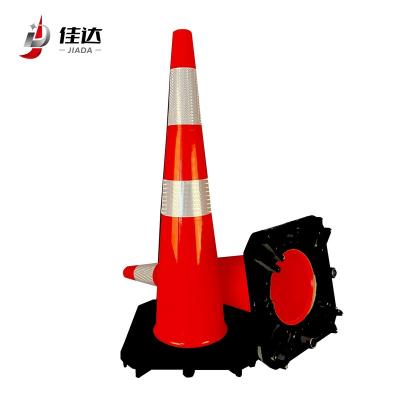 China Sturdy Steering Traffic Factory Supply 92cm PVC Cone With Black Base Unbreakable Flexible Road Taffic Safety Cone for sale