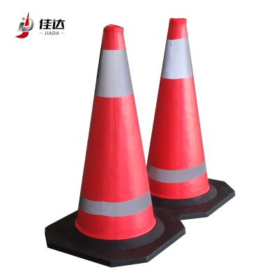 China 700mm Soft EVA Flexible Traffic Road Safety Cone Reflective Warning Cone With Rubber Base Cone for sale