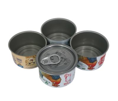 China Canned Food Round Tin Containers Catnip Plastic Lids Empty Airtight Seeds Custom Printed for sale