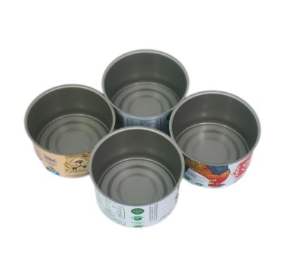 China Canned Food Round Empty Airtight Tin Containers Cat Seeds Tin Can Plastic Lids Custom Printed for sale