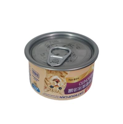 China Empty Canned Food Round Shape Circle Food Tin Packaging Can For Pet Cat Food for sale