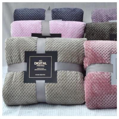 China Pure Jacquard Nap Fall And Winter Color Sheet Pile Blanket Simple Thick Blanket Flannel Coral Blanket for sale