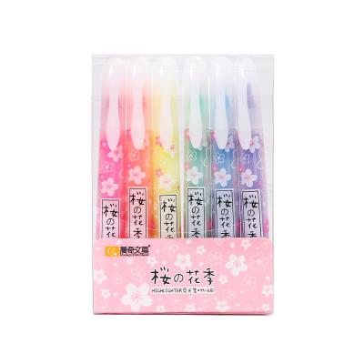 China Pastel Color Sell Well New Type School Stationery Supplies Pastel 6 Colors Emphasizing Writing Non-Toxic Highlighter Pen for sale