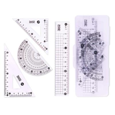 China School Wholesale Flexible Stationery Measruing Ruler Combination Math Tools Protractor Triangle Ruler Geometric Set for sale