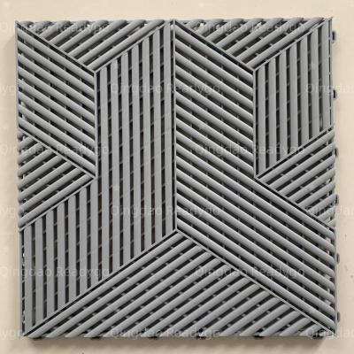 China Scratch / Stain Resistant Plastic Garage Floor Tiles in Modern Grey Matte Finish for sale