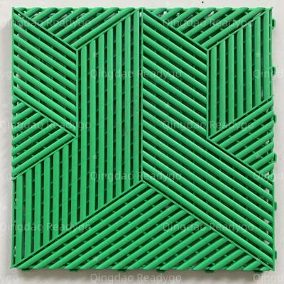 China 3D RIB Texture Waterproof Garage Floor Tiles Plastic Green For Factory for sale