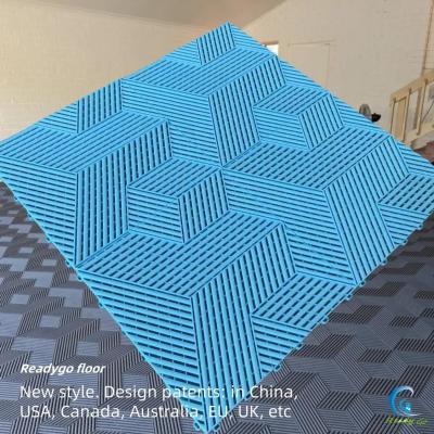 China Blue Flexible Garage Floor Tiles 3D Interlocking Garage Floor Mats for sale