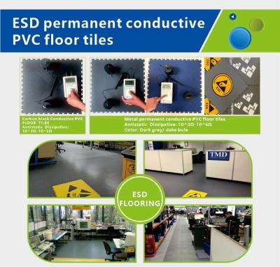 China Conductive ESD Floor Tiles Interlocking Anti Static PVC Tiles for sale