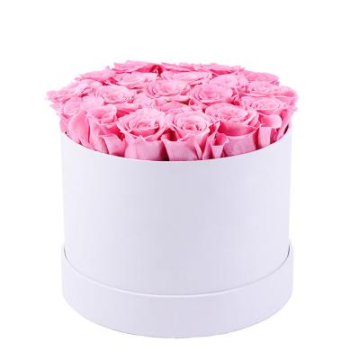 China Wholesale 100% natural fresh flower amazing valentines gift real preserved real everlasting rose flower in round boxes for sale