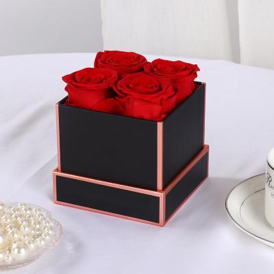 China Rose Factory Natural Box Wholesale Fresh Preserved Roses Preserved For Flowering Eternal Roses In Square Box for sale