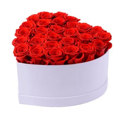 China Rose Factory Natural Fresh Wholesale Eternal Roses Preserved Flower In Gift Heart Shape Box Fits In Any Room Decoration for sale