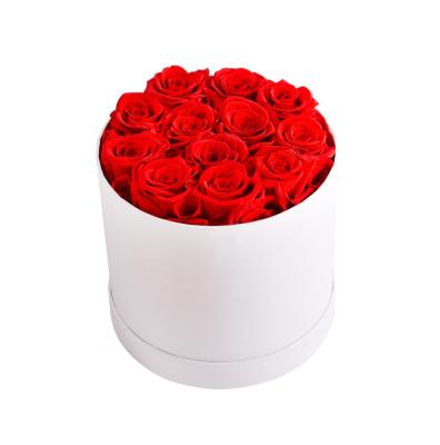 China Real Eternal Romantic Preserved Rose Valentines Day Gift Hot Selling Immortal Infinity Stabilized Forever Preserved Rose Flower In Medium Round Box for sale