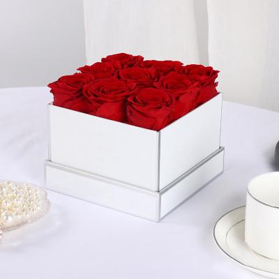 China Real Romantic Preserved Rose Decorative Flowers Valentines Day Gift Immortal Infinity Eternal Stabilized Forever Preserved Roses In Medium Round Box for sale