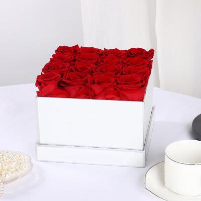 China Real Romantic Preserved Rose Decorative Flowers Valentines Day Gift Immortal Infinity Eternal Stabilized Forever Preserved Roses In Big Round Box for sale