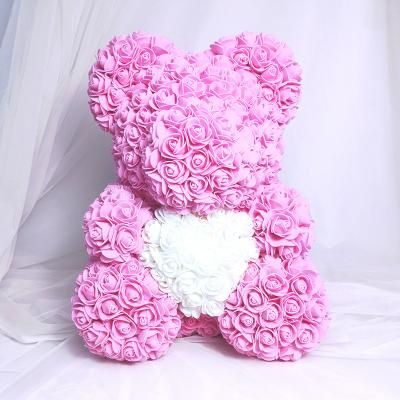 China High Quality Hot Selling Rose 40cm Teddy Bear Customized Artificial Flower Foam Pure Handmade Color For Gifts Occasion Christmas for sale