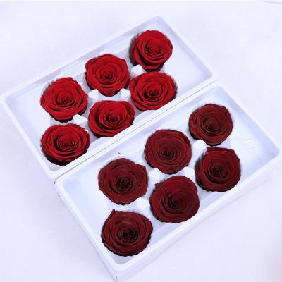 China Wholesale Natural Fresh 5-6cm Preserved Flower Real Rose For Rose Factory Touch A Grade Real Rose Box for sale