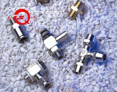 China Adjustable Speed Push Lock Fittings Pneumatic JTS Nickle Plated In Brass for sale