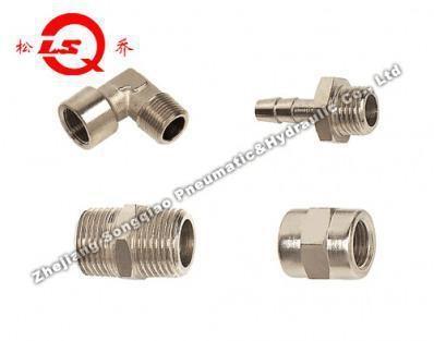 China Knurling Nut Type Pneumatic Line Fittings In Brass Nickle Plated Optional Size for sale