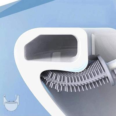 China TRP Sweep Head Toilet Bowl Cleaner Sweep Deep Cleaning With Long Handle Floor Standing Non-Slip Silicone Stiffened Toilet Brush And Holder for sale