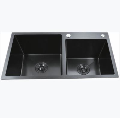 China Without Faucet Double Bowls Sink HL7843B Kitchen Black for sale