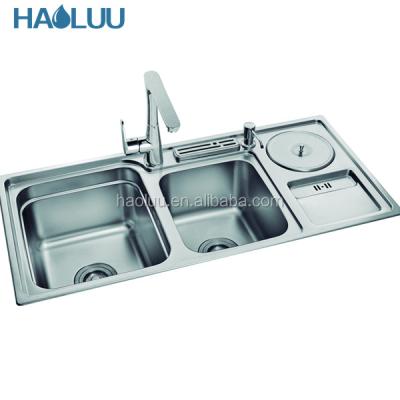 China Without Faucet HL61521 Multifunctional Double Bowl Kitchen Sink for sale