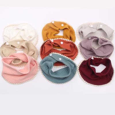 China Washable 100% Cotton Muslin Tassel 4-Layers Baby Saliva Bandana Bib for sale