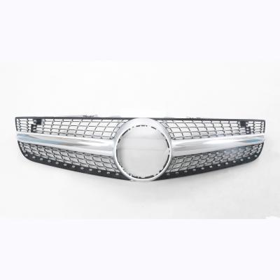 China Upgrade Original Grill 2008-2012 For Mercedes Benz SL CLASS R230 Diamond Front Grille Silver Bar Front Bumper Grill for sale