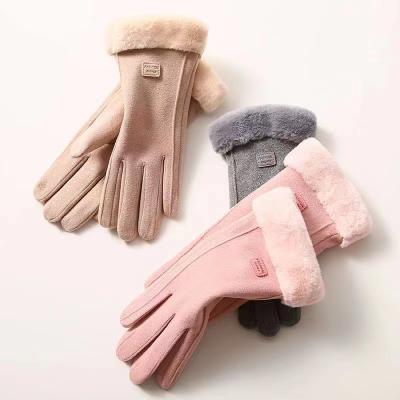 China Korean Soft Winter Women's Retention Warm Mittens De Velvet and Coral Velvet Mittens Warm Touch Screen Mittens are padded with velvet for sale