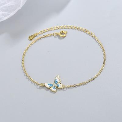 China New FASHIONABLE Blue Butterfly Bracelet Gold Plated Simple Explosive Diamond Inlaid Female Hand Decoration Wholesale for sale