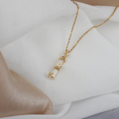 China Cute Cute Bamboo Necklaces For Women Gold Plated Beaded Chain Necklace Custom Oval Cut Claw Setting Diamond Fashion Jewelry Necklaces for sale