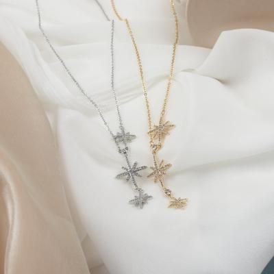 China Romantic Romantic Six-pointed Star Fashion Jewelry Gold Plated Link Chain Daily Wear Necklaces Oval Cut Diamond Titanium Necklaces for sale