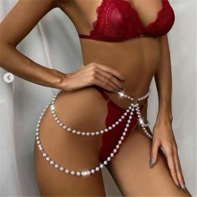 China Sexy Exaggerated Swing Belly Chain Swing Belly Chain Simple Elegant Pearl Pretty Sexy Waist Chain Retro Double Side Accessories Wholesale for sale