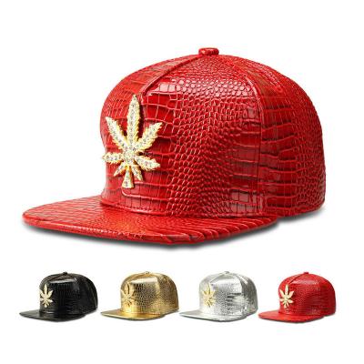 China Fashion COMMON Custom Design Baseball Hat Applique Flat Logo Mens Crocodile Leather Snapback Unisex Adjustable Hat For Woman for sale