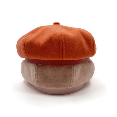 China Wholesale Custom Simple Cute Character Ladies Octagonal Hats Various Colors Fashion Girl Woman Wool Suede Brimless Hat for sale