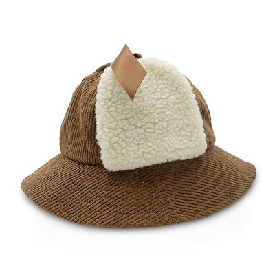 China 2022 New Fashionable Custom Made Dobby Fisherman Cap Children Winter Corduroy Bucket Hat For Kids for sale